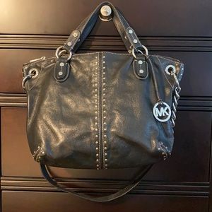 MK Black studded leather Astor shoulder bag